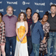 From left to right: Chris McKenna, Gillian Jacobs, Dan Harmon, Alison Brie, Danny Pudi, Ken Jeong, Yvette Nicole Brown, Joel McHale, and Jim Rash in 2019